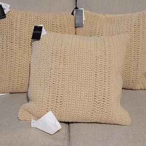 Lauren Ralph Lauren x3  Isla Macrame throw pillows 20 x 20 zip closure NWT